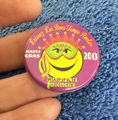 Waffle House Pin Button Mardi Gras Employee 39