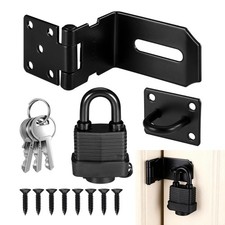 90 Degree Door Lock Latch, 4 Inch Stainless Steel Hasp Latch with Black