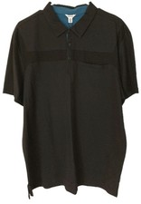 Calvin Klein Polo Shirt Mens XL Black Cotton Mesh Panel Chest Pocket Casual NWT