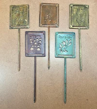Herb Garden Signs Markers Labels Cast Iron Plant ~ Pier 1 - Lot of 5
