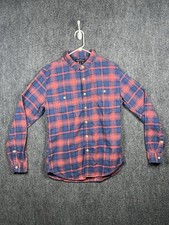 J Crew Mercantile Flannel Shirt Mens Large Plaid Button Down Red Blue