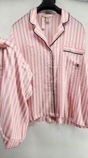 NWT Victoria's Secret Women's XL Short Pink Striped Glazed Satin Pajama Set