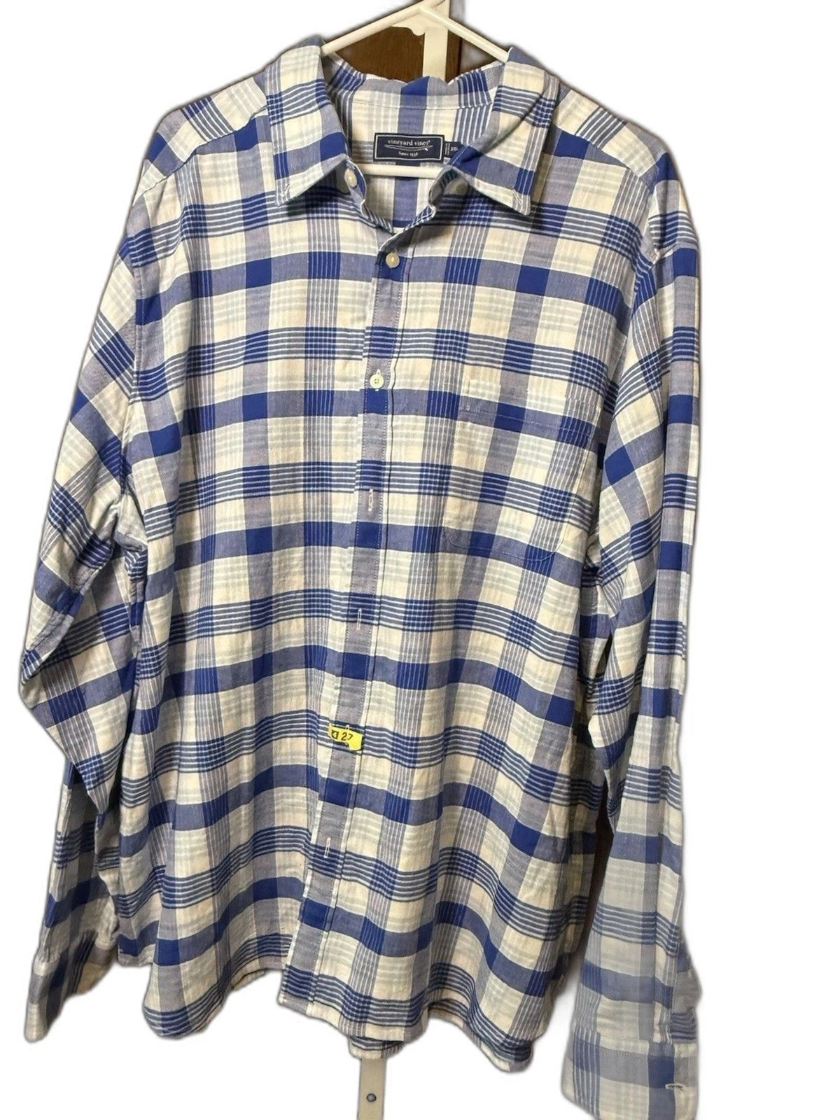 Vineyard Vines Linen Blend Shirt Men 2XL Classic Fit Murray Plaid Button