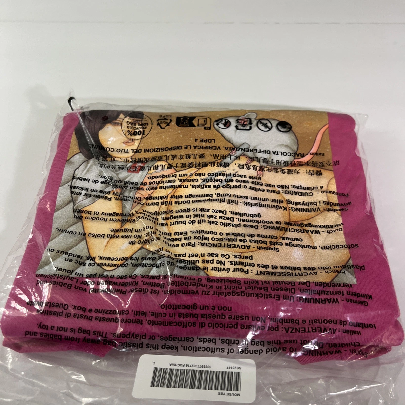 TEE SHIRT SUPREME MOUSE FUCHSIA TAILLE GRAND (SS25) SEMAINE 7) (100% AUTHENTIQUE) NEUF