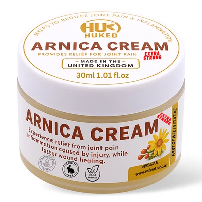 HUKED Extra Strong Arnica Cream 30ml Travel Size Fast Relief for Muscle Joint Pain UK