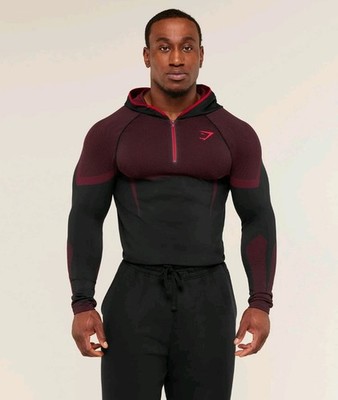 Gymshark Onyx 5.0 Seamless Hoodie size L Large black/Red New In