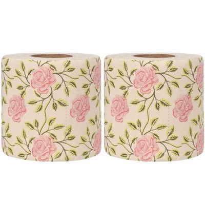 Ipetboom 2 Rolls Floral Toilet Paper - Rose Flower Print Toilet Tissues Decor...