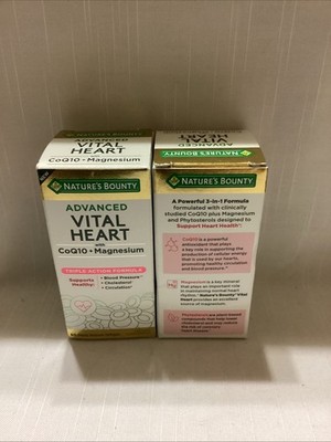 2x Natures Bounty Advanced Vital Heart With CoQ10%+Magnesuim 60Softgel Exp10/26