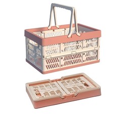 Collapsible Plastic Storage Crate - 20L Folding Organizer Basket Portable Sta...