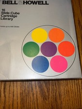 Bell  Howell 16 Slide Cube Cartridge Library W Slides - See pics for Locations 