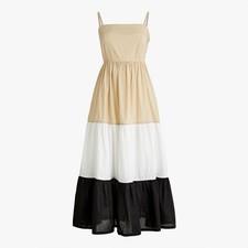 J. CREW Square-Neck Tiered Color-block Dress Size 12