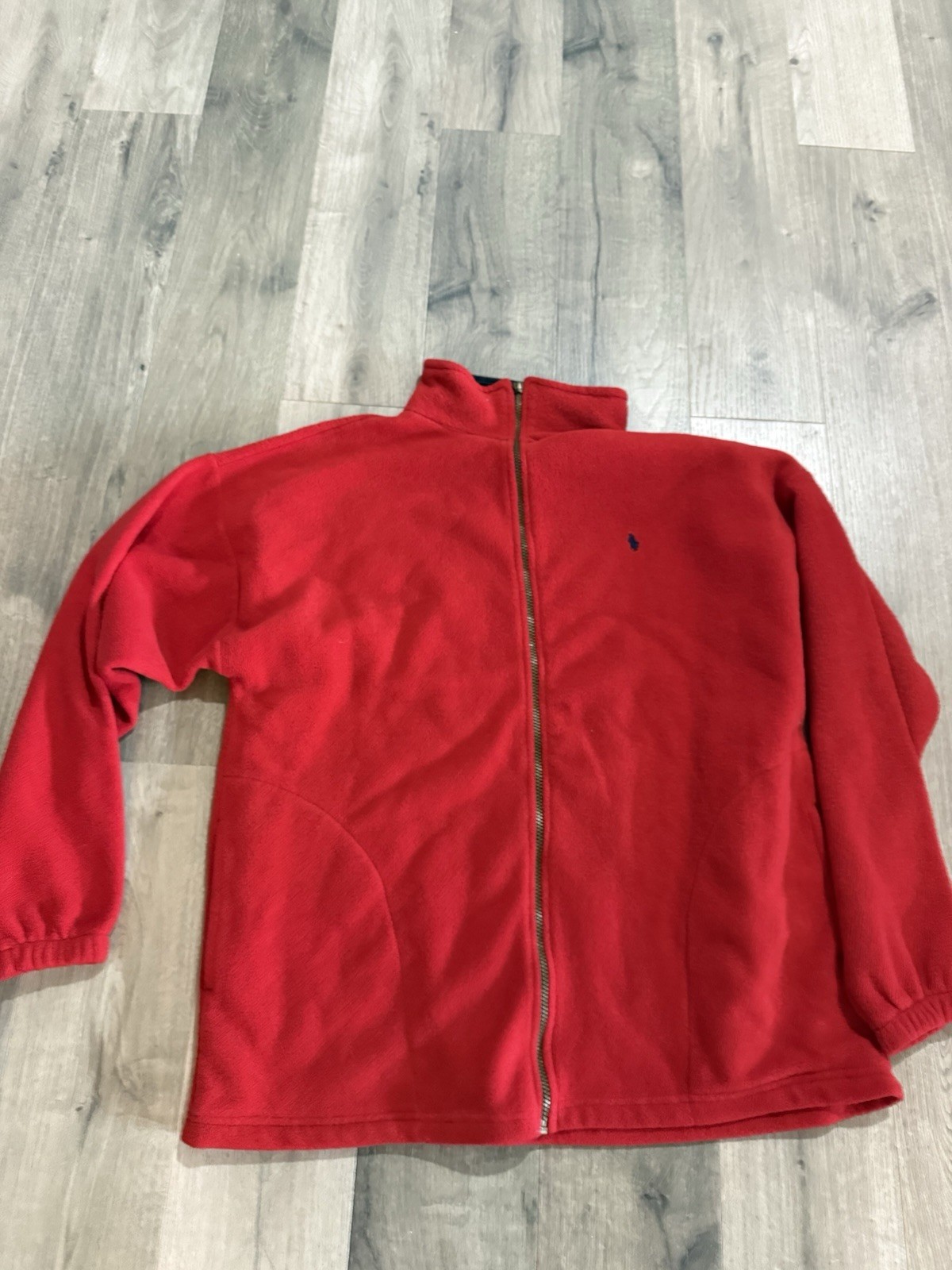 Broken Zipper - Vintage USA Made Polo Ralph Lauren Full Zip Fleece - Red - XL