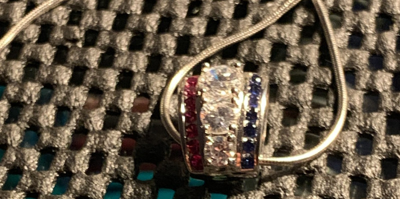 Ross Simons .925 Sterling Red/White/Blue Necklace Ruby Saphire Zirconia style