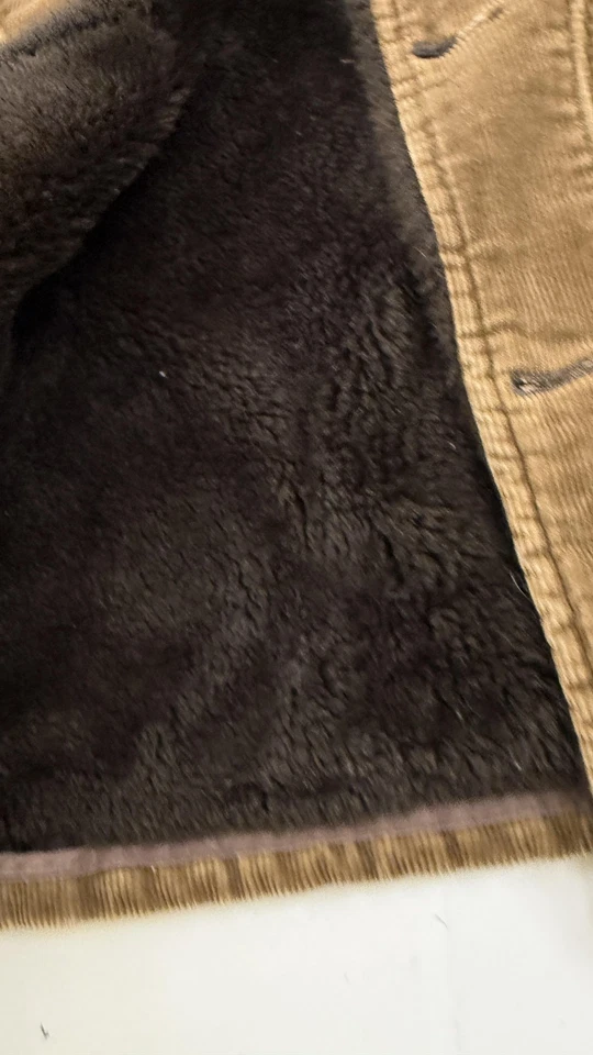 Vintage JCPenney Jacket Boys Medium Brown Corduroy Sherpa Lined Coat 70s - Image 3 of 4