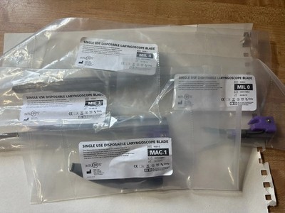 Disposable Laryngoscope Blades MIL 0, MIL 3, MIL 4, MAC 1 - Mixed Lot of 20
