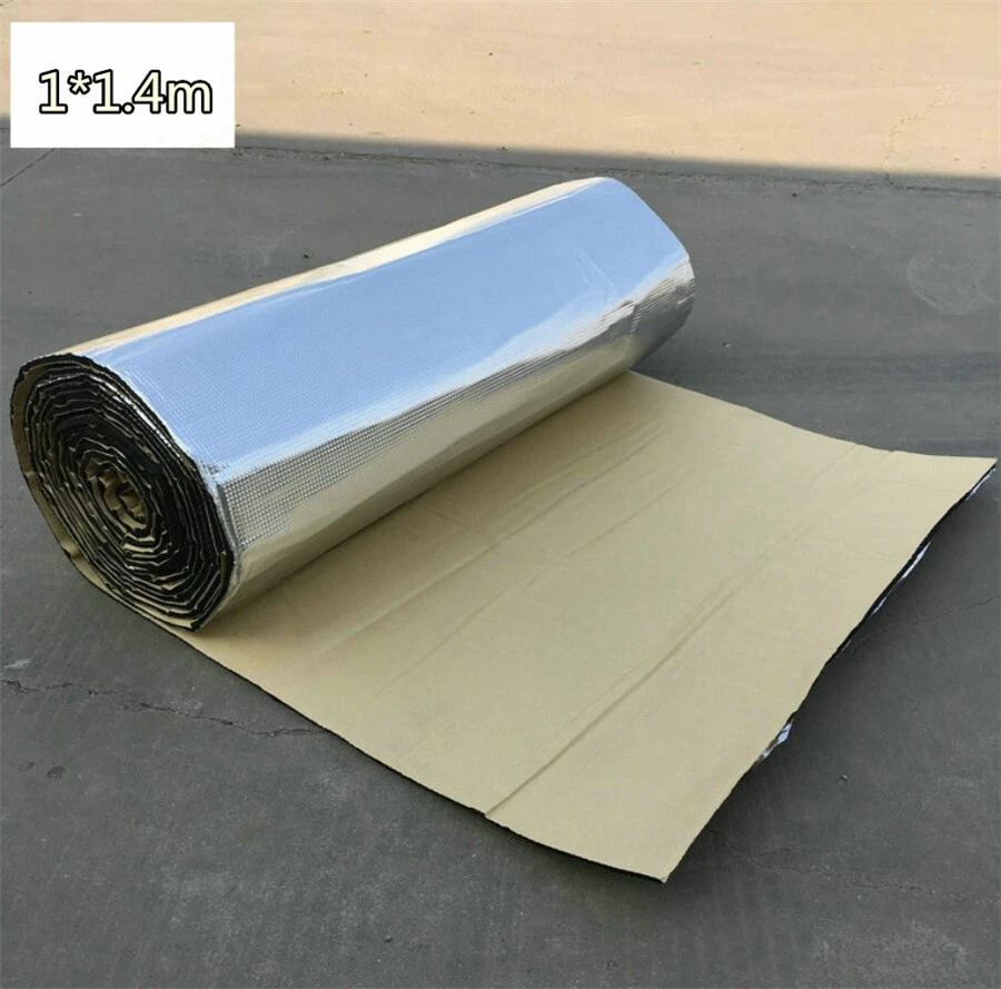 Alfombrilla de aislamiento térmico de aluminio para automóvil de 5 mm amortiguador de sonido espuma autoadhesiva EE. UU. Foto 3 de 4