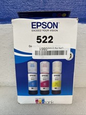 Epson Genuine 522 EcoTank Cyan/Magenta/Yellow Ink Bottle Combo Pack T522520-S