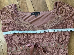  Ann Ferriday Vintage Lace Corset Top M Dusty Mauve Brown 