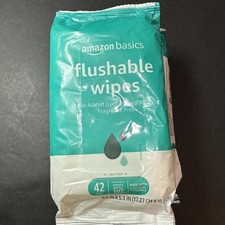 Amazon Basics Adult Wet Wipes Flushable Fragrance Free, 42 Count Pack of 3 
