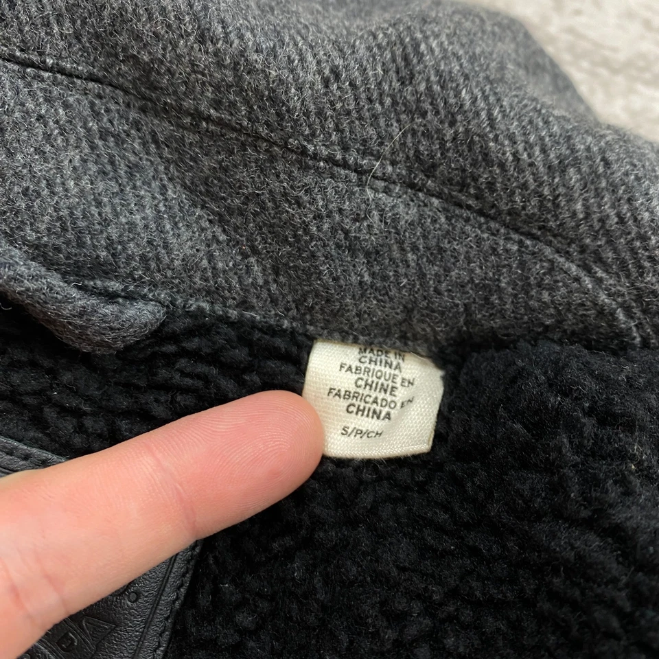 Abrigo de Lana Levis Engineers Chaqueta de Bombardero Pequeña Gris Cremallera Completa Forrado Sherpa 27683 Foto 4 de 4