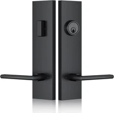 Matte-Black Front Door Handle - Modern Entry Door Lock Set with Deadbolt,Exterio