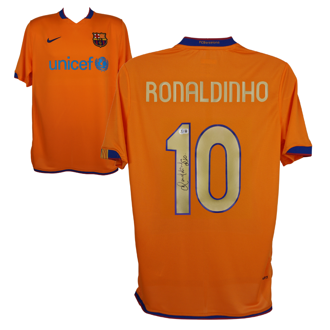 Ronaldinho Signed FC Barcelona Away Soccer Jersey #10 with Beckett