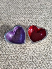 Mini Heart Shaped Aluminium Dish Set, 1 Purple & 1 Red