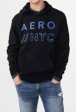 Aeropostale AERO NYC Men  s Hoodie Black Pullover Sweatshirt XS NWT