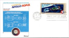 SPACE APOLLO SOYUZ 1975 KENNEDY KSC FLEETWOD MODULE MAP CACHET FDC UNADD