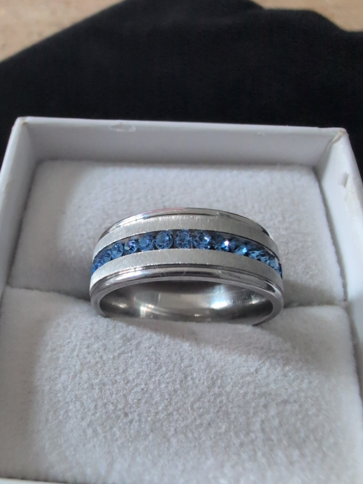 Titanium Size 10 Ring Micro Beaded Channel Set Ta… - image 6