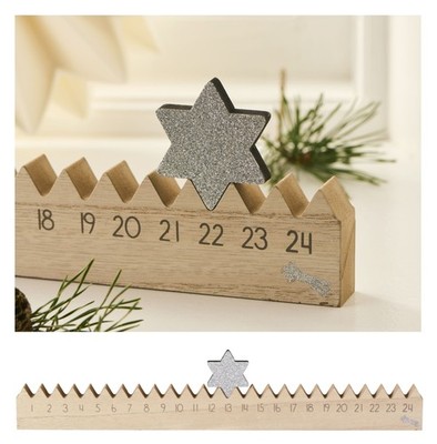 Ib Laursen - Adventskalender Weihnachtskalender Silberstern L50cm Holz 92275-00