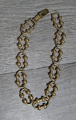 Vintage Gold Tone Chain Link Bracelet Retro Steampunk Biker Jewelry