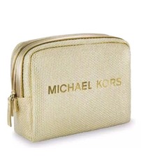 MICHAEL KORS WOMEN'S GOLD POUCH INSTITUTIONAL TRAVEL BAG DUST BAG NEW SEALED