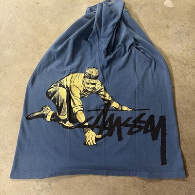 Vintage Stussy Shirt Large Blue 80s Wrap Around Worker Skate Surf