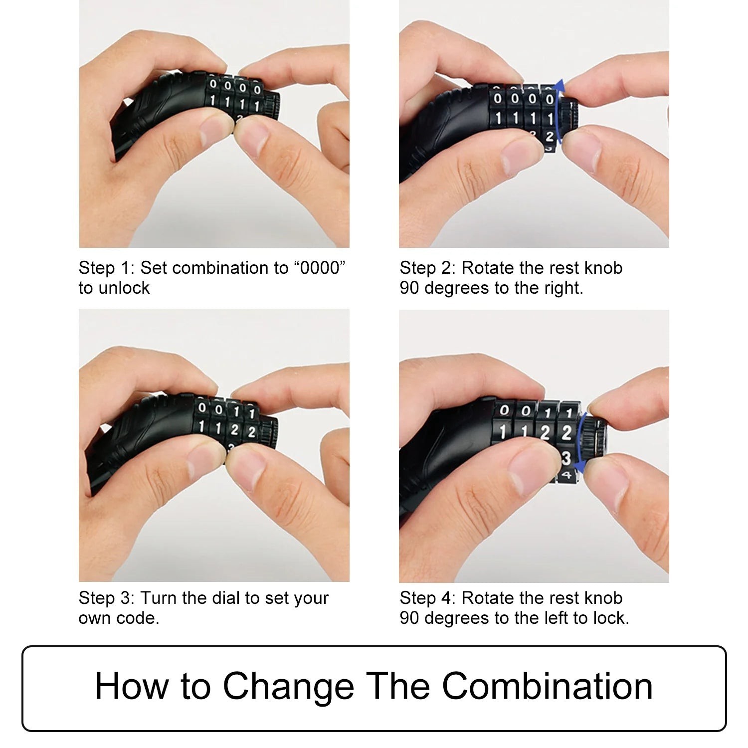 Electric Bike Cable Lock Bike Lock Digital Four Digits Combination Bicycle Locks