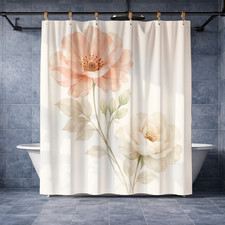 Elegant Pink Floral Shower Curtain 72x72" Polyester Bathroom Decor