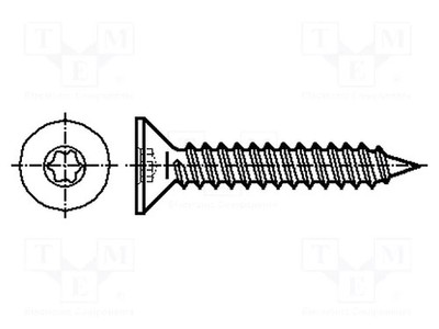 Torx Schraube 3,5x16 Kopf: Senkkopf für Metall TX15 Zink