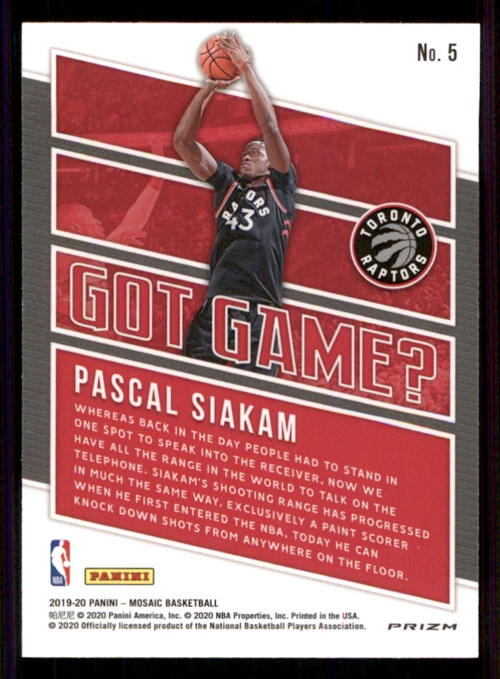 2019-20 Panini Mosaic Got Game? Mosaic #5 Pascal Siakam - Image 2 of 2