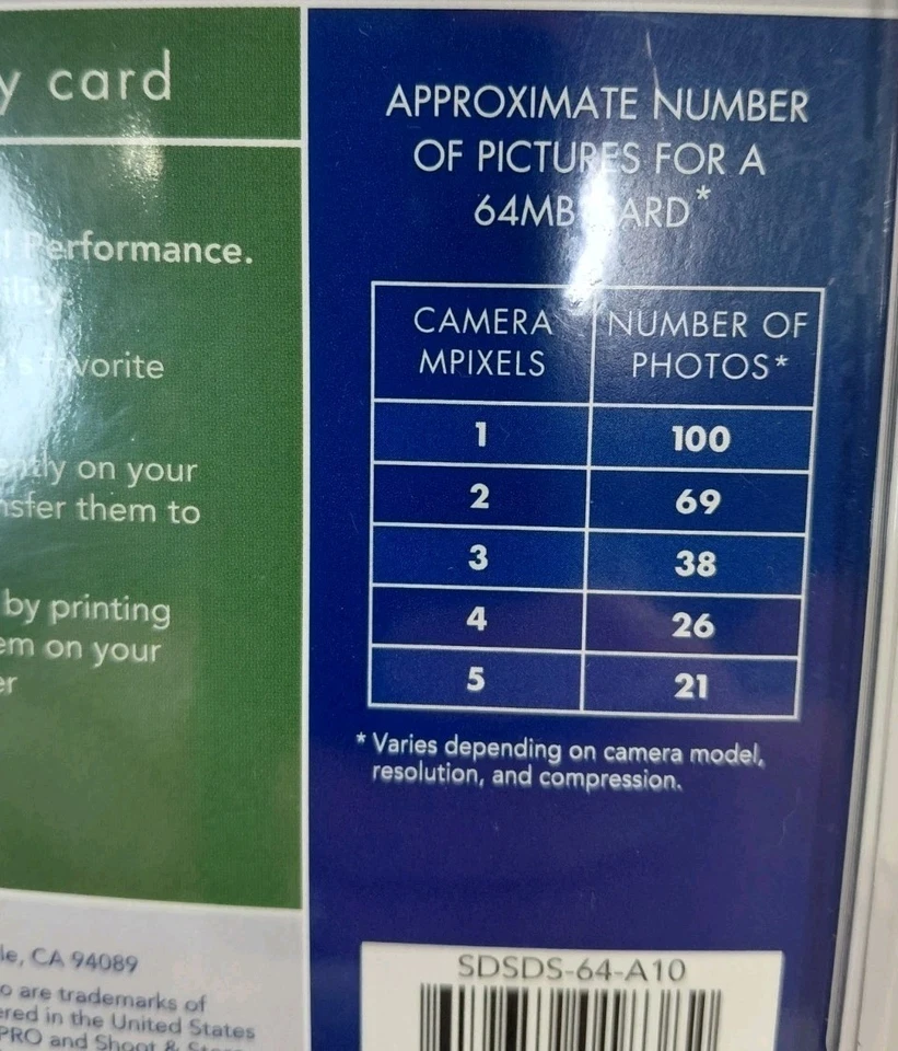 New SanDisk 64 MB Shoot & Store Secure Digital Memory Card (SDSDS-64-A10) - Image 3 of 3