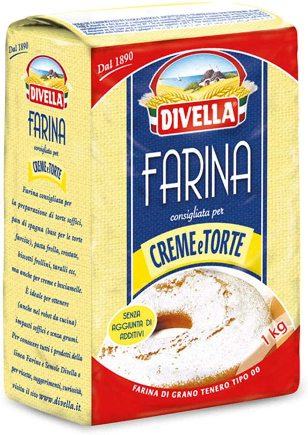 Divella WEICHWEIZENMEHL TYP 00 1000g Creme e Torte  IDEAL FÜR DESSERTS