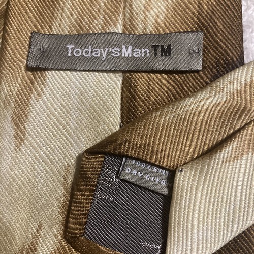 Todays Man Neck Tie Mens Brown/Cream 100% Silk Classic Necktie Designer ITALY - Picture 5 of 6