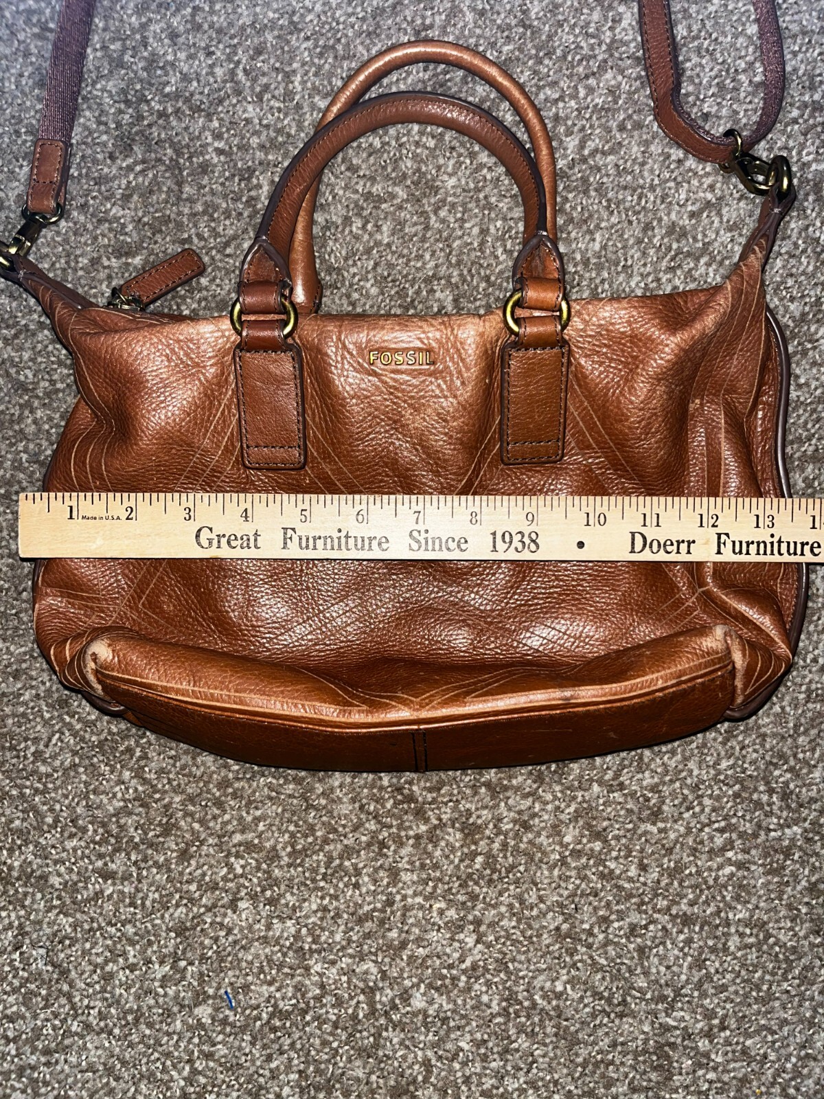 Fossil Medium Brown Leather Embossed Geometric Pa… - image 9