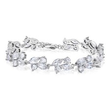 SWEETV Marquise Wedding Bracelet,Crystal Rhinestone Bridal Bracelets for Brid...