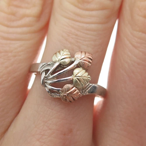 COLEMAN CO. 12K Rose & Yellow Gold Sterling Vintage Black Hills Ring Size 7.25