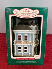 HALLMARK 1988 NOSTALGIC HOUSES AND SHOPS HALL BRO'S CARD SHOP SERIES ORNAMENT