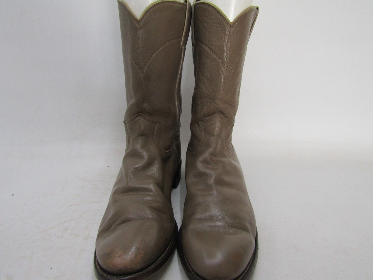 Justin Mens Size 9 B Narrow Width Brown Leather Roper Cowboy  display picture 1