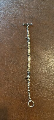 7 1/2 Sterling 925 Silber und Gold Perlen Namensarmband NICOLAS