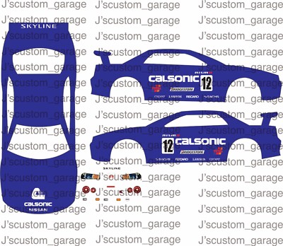 Nissan skyline Calsonic 1/64 custom water slide decal for hot wheels