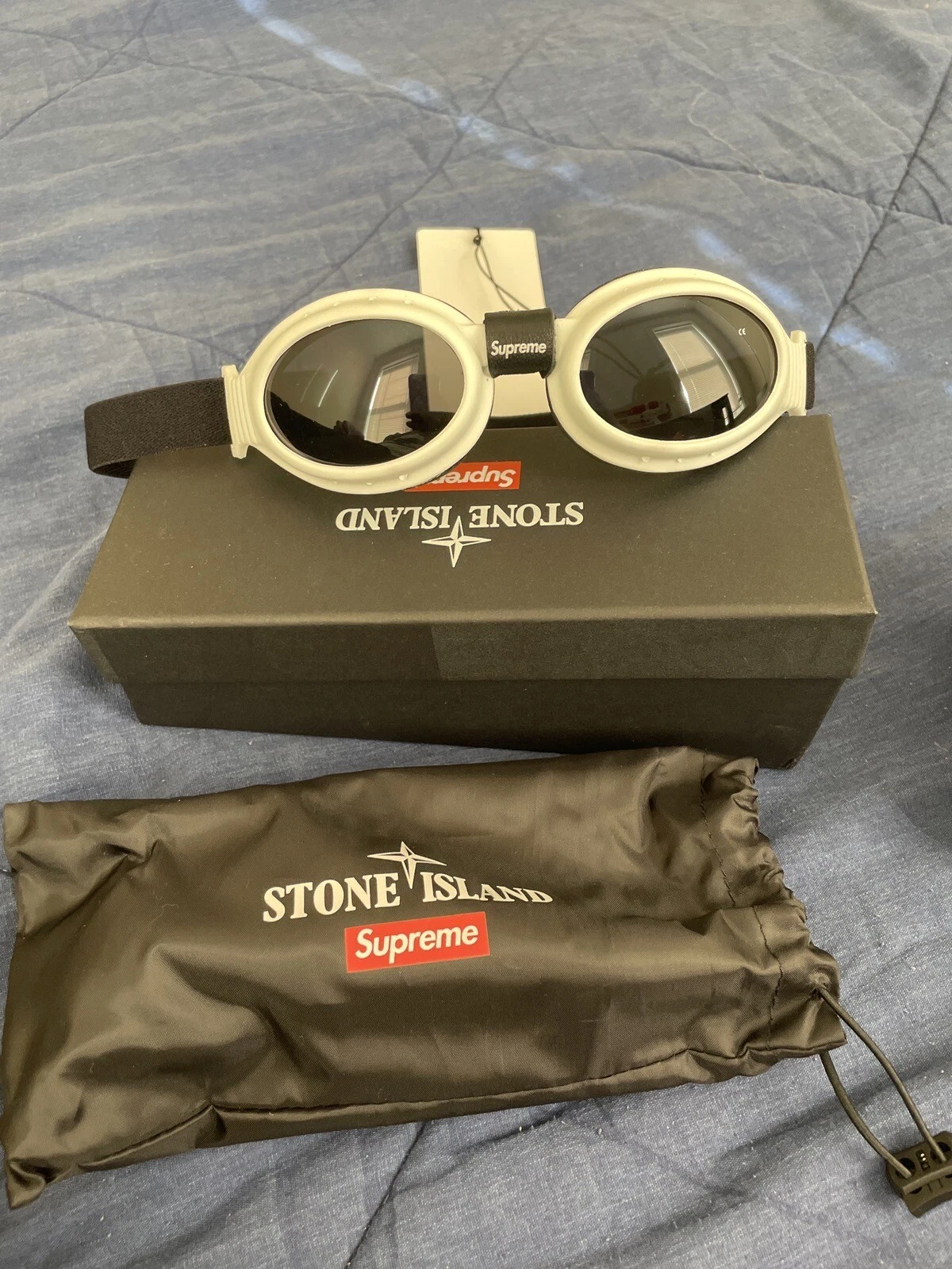 Lunettes de soleil rares SUPREME STONE ISLAND Baruffaldi REK LUNETTES blanches KURT FLAMBANT NEUVES
