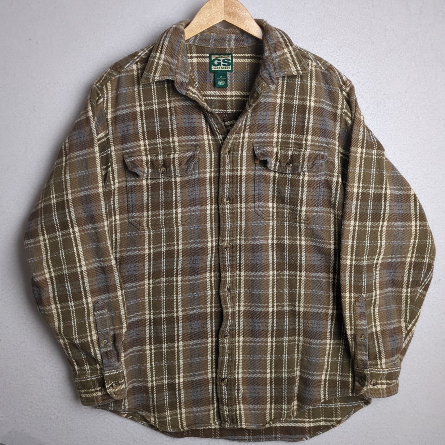 Gander Mountain Guide Series Men's Heavy Cotton Brown Flannel Size LT